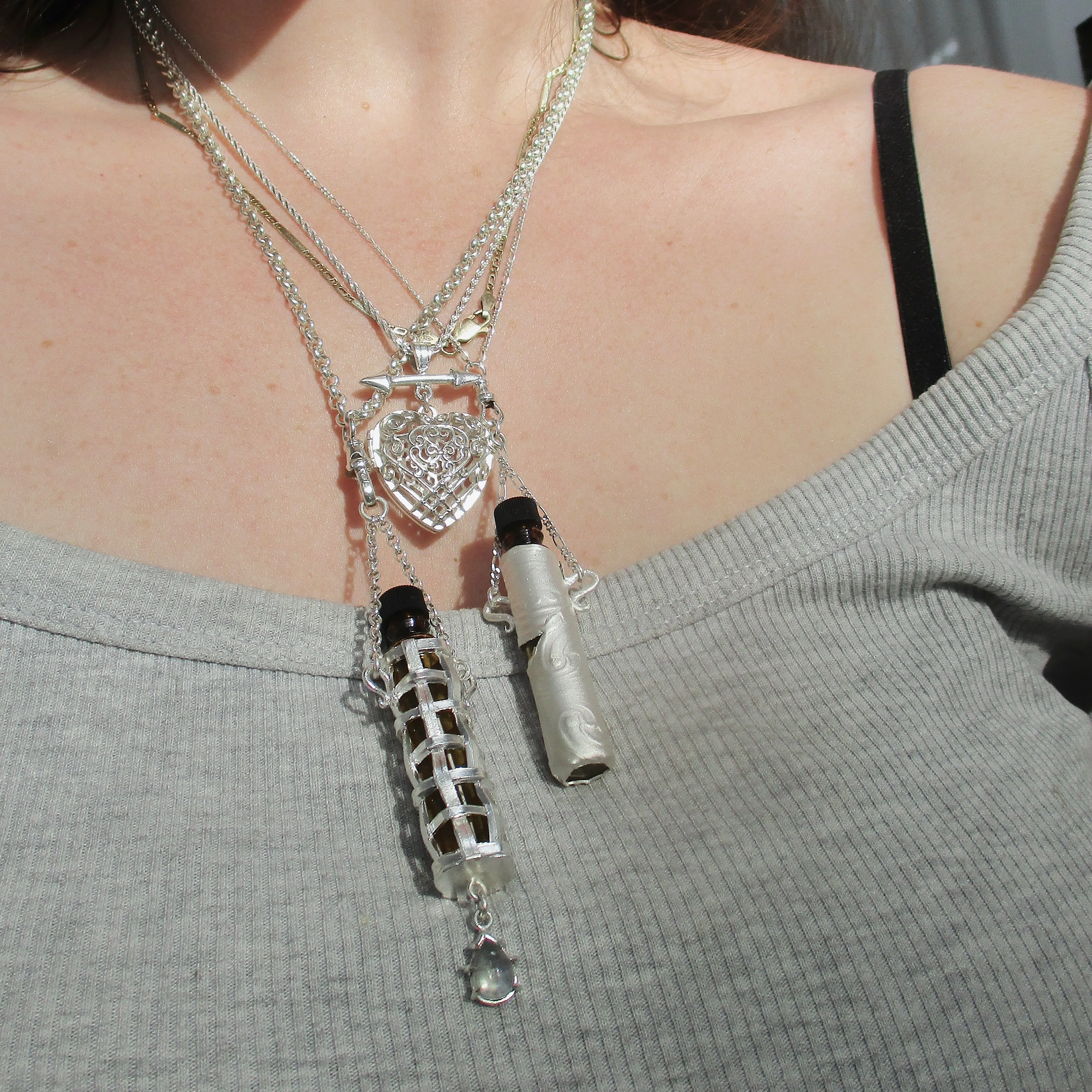 Woven Silver Perfume Vial Necklace - Image 4